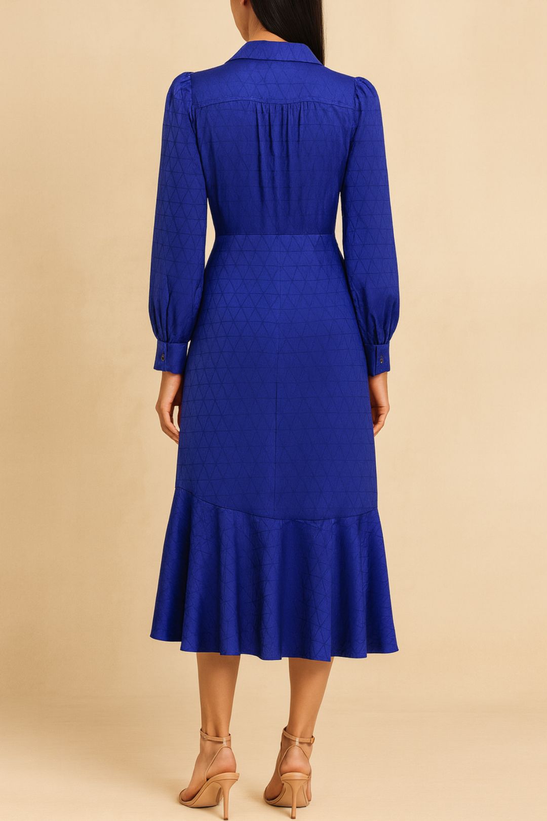 Dress Hire Work Event Veronika Maine  Monogram Jacquard Midi Dress in Blue