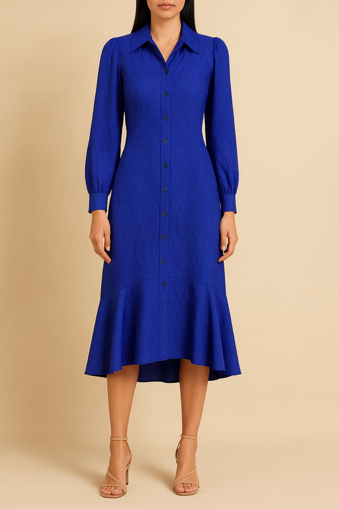 Dress Hire Work Event Veronika Maine  Monogram Jacquard Midi Dress in Blue