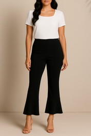 Dress Hire Work Event Veronika Maine	Black Frilled Pants Ankle Length