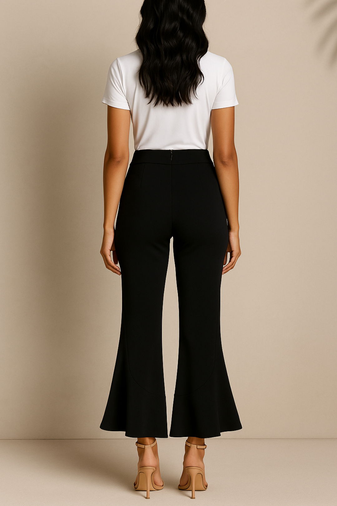 Dress Hire Work Event Veronika Maine	Black Frilled Pants Ankle Length