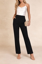 Dress Hire Work event Veronika Maine	Black Tailored Straight Leg Pants