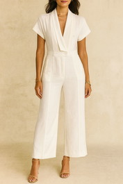 Dress Hire Work event Viktoria & Woods Relaxed Tailor Collar Jumpsuit in White