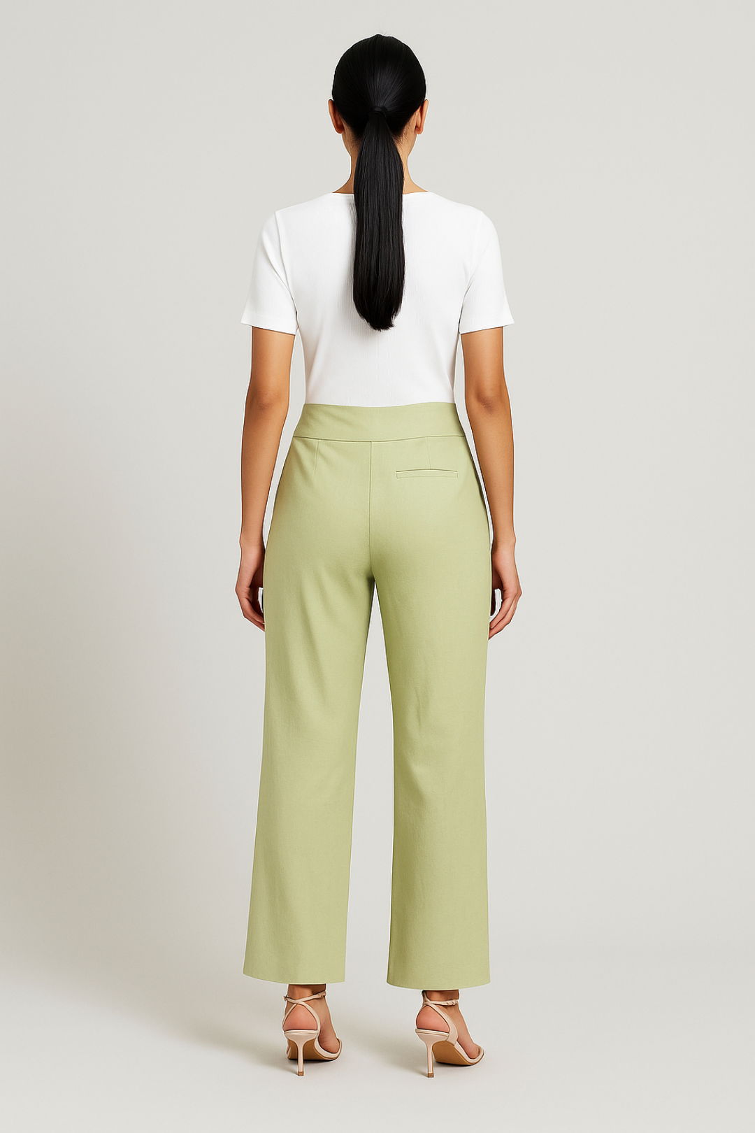 Dress hire work function CUE Cotton Linen Straight Leg Pants Green