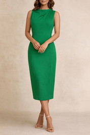 Dress Hire Brunch CUE	Knitted Viscose Crepe Sleeveless Dress in Fern