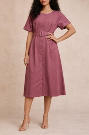 Dress Hire Work Function David Lawrence	Short Sleeve Midi Dress Belted