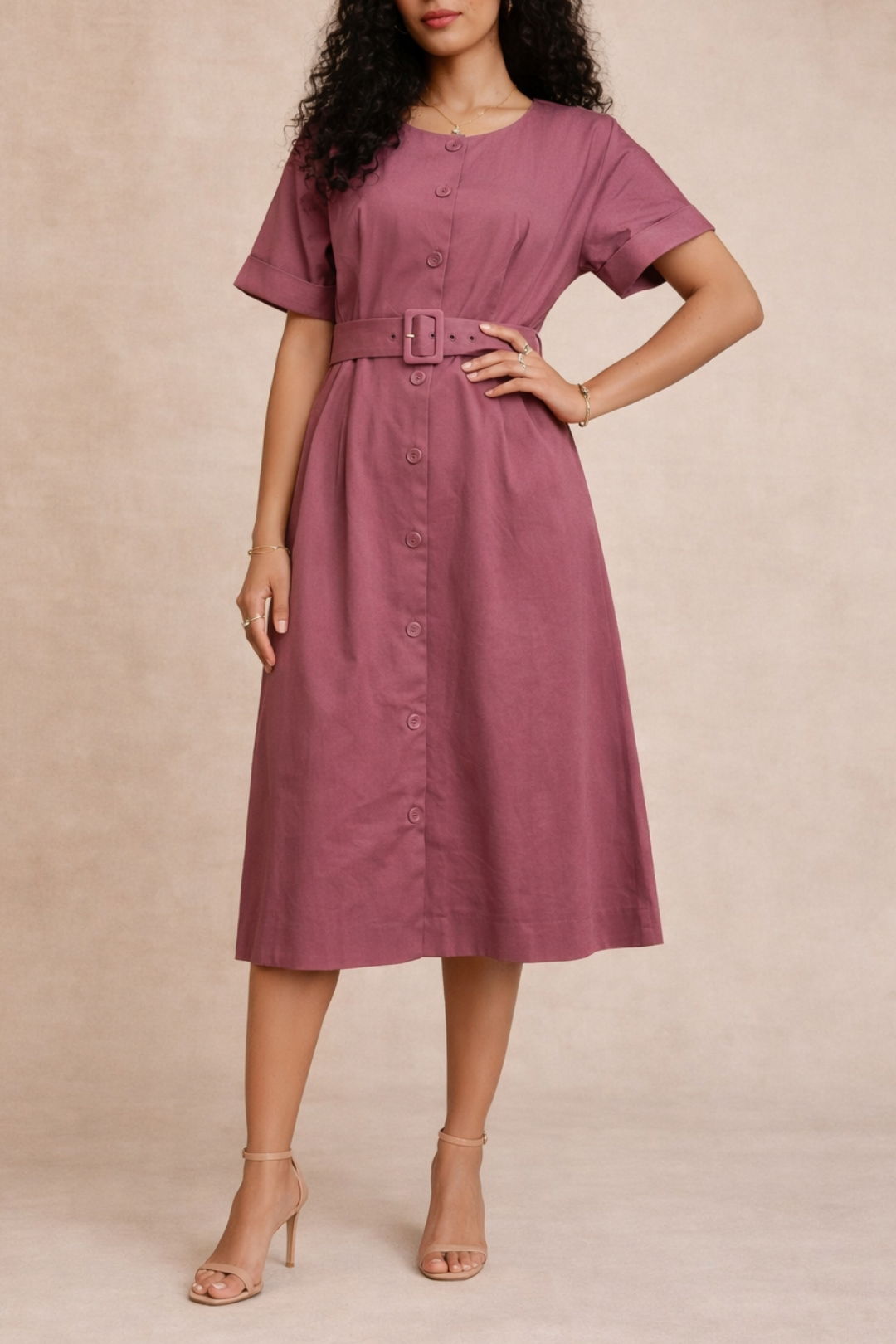 Dress Hire Work Function David Lawrence	Short Sleeve Midi Dress Belted