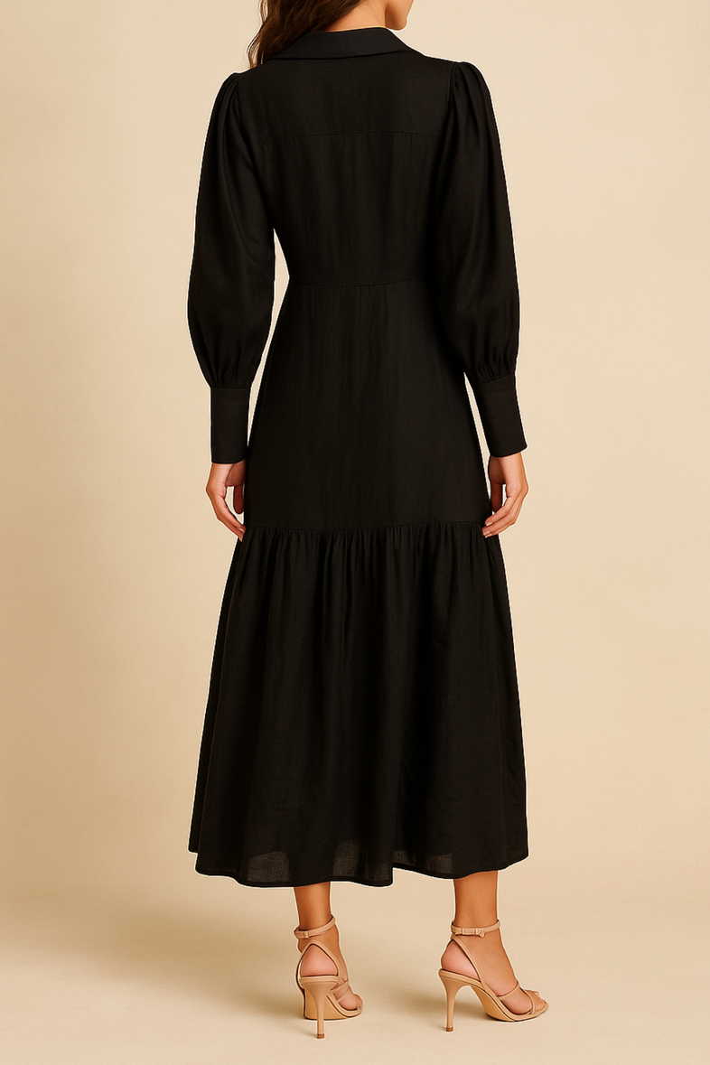 Hire V Neck Relaxed Fit Midi Dress | DECJUBA | GlamCorner Hire V Neck Relaxed Fit Midi Dress | DECJUBA | GlamCorner