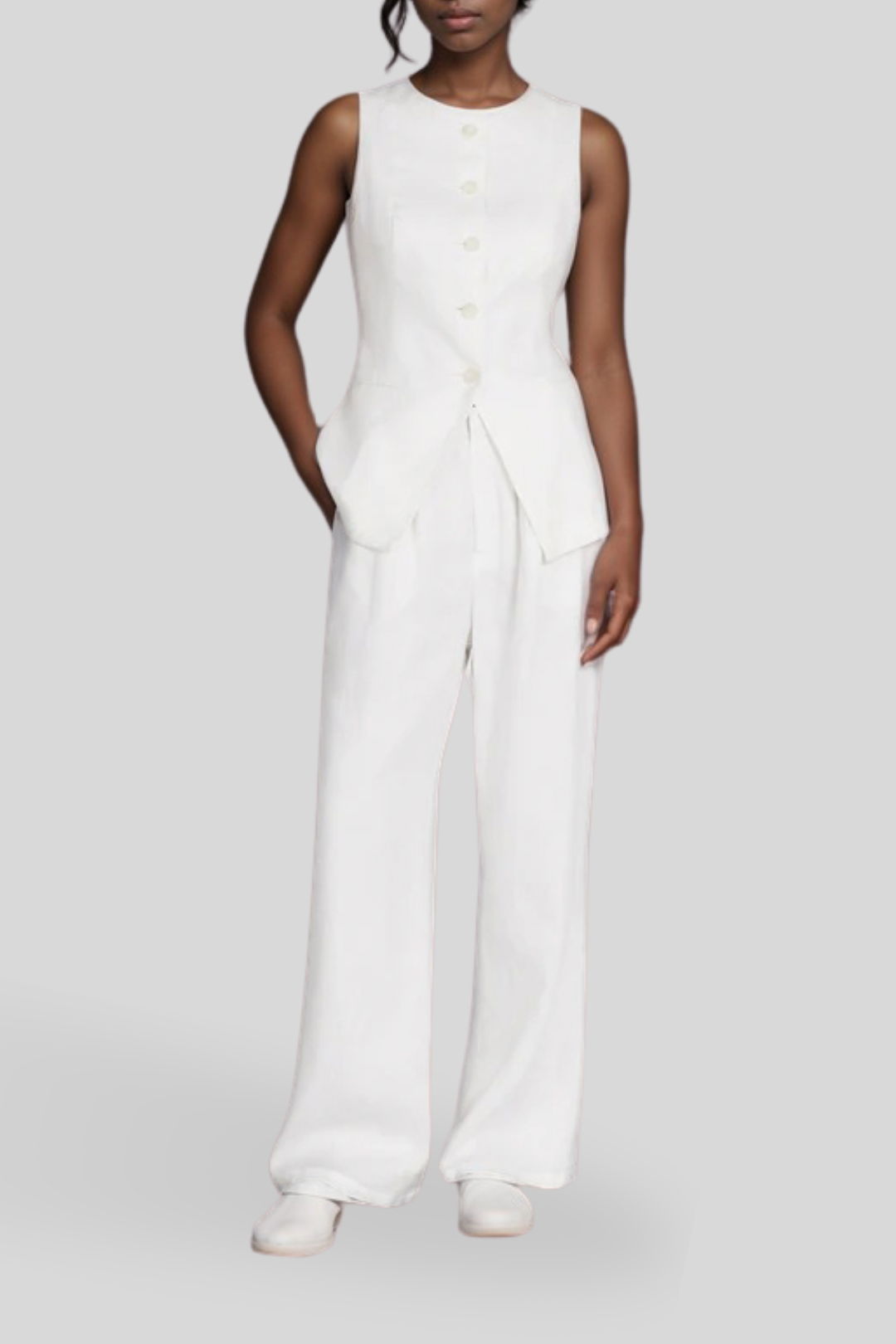 Dress hire casual Dissh - Alessia White Linen Vest