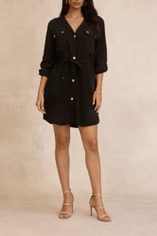 Dress Hire Work Function Guess Black Utility Mini Dress