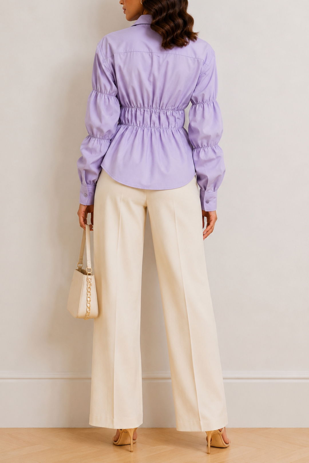 Dress Hire Work Function Scarlet & Sam Scrunched Shirt - Purple ls