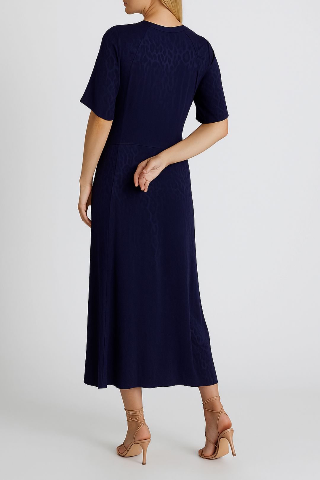 Dress Hire work function Veronika Maine Viscose Midi Dress in Indigo Back