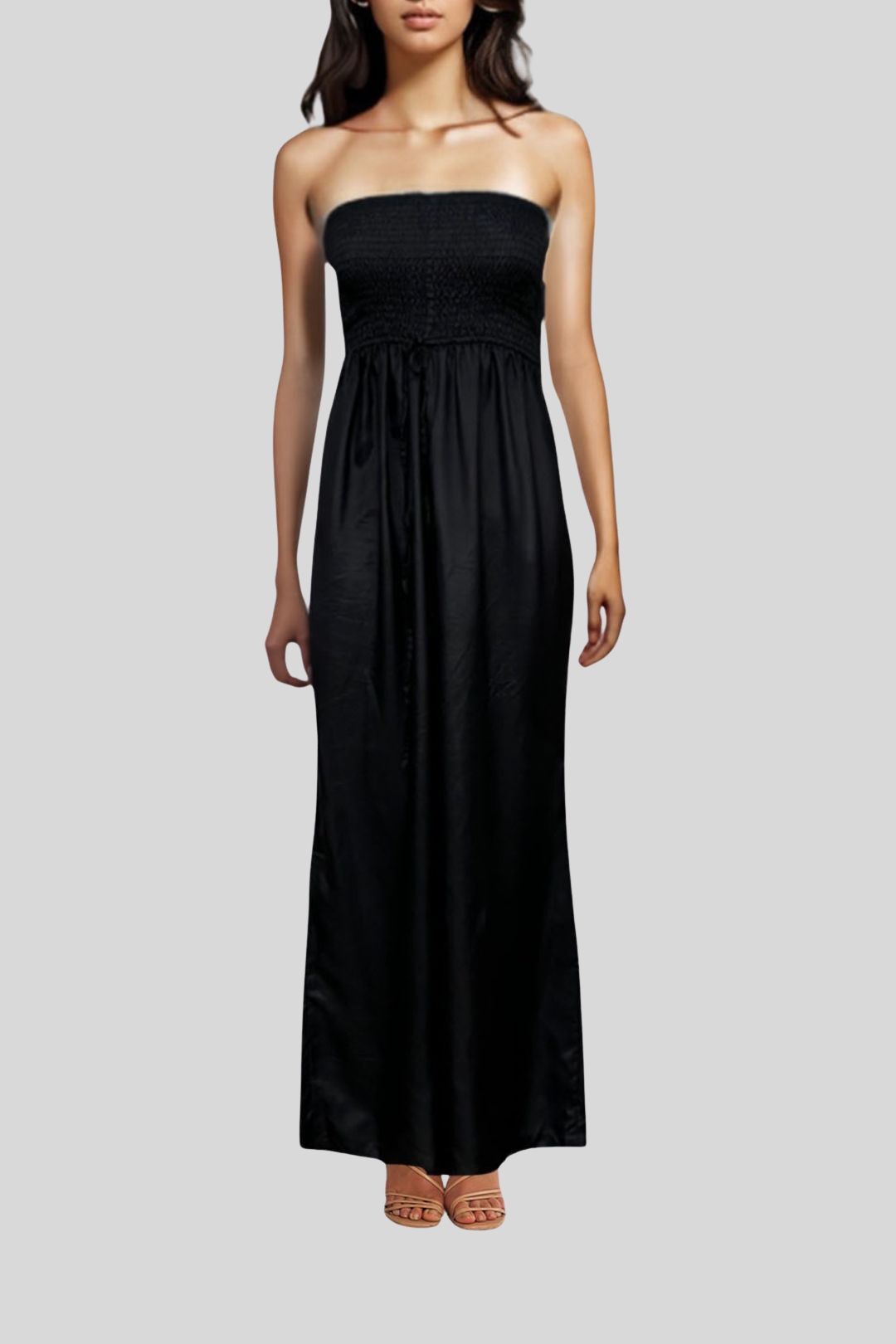 Witchery Black Strapless Silk Wide Leg jumpsuit