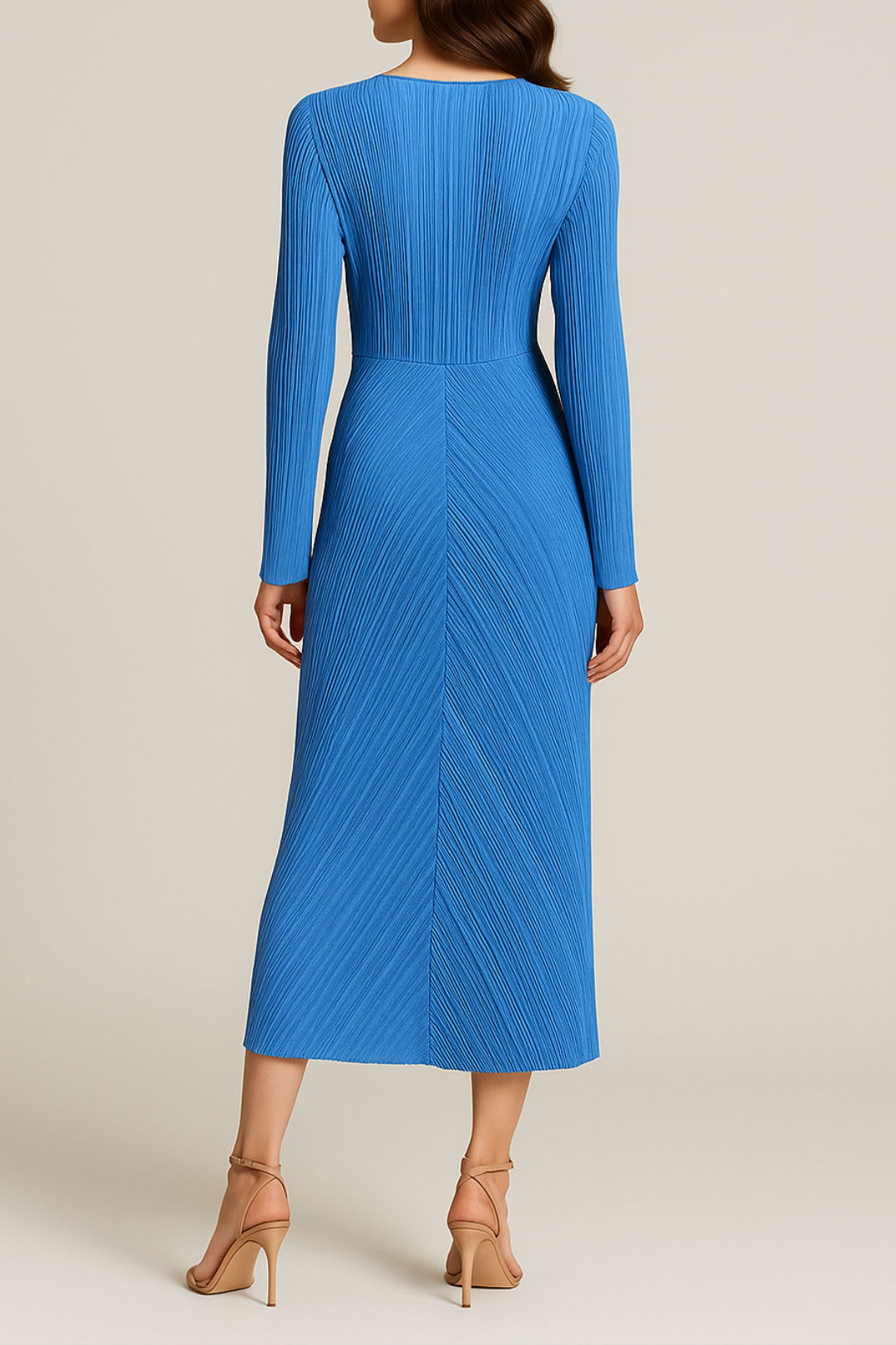Dress Hire Work function YAS Textured A-line Blue Dress back