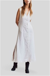 Dissh Drew White Linen Sleeveless Dress