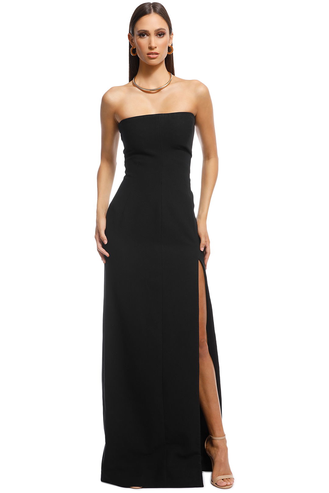 Elizabeth and James - Seiler Strapless Stretch Cady Maxi Dress - Black - Front