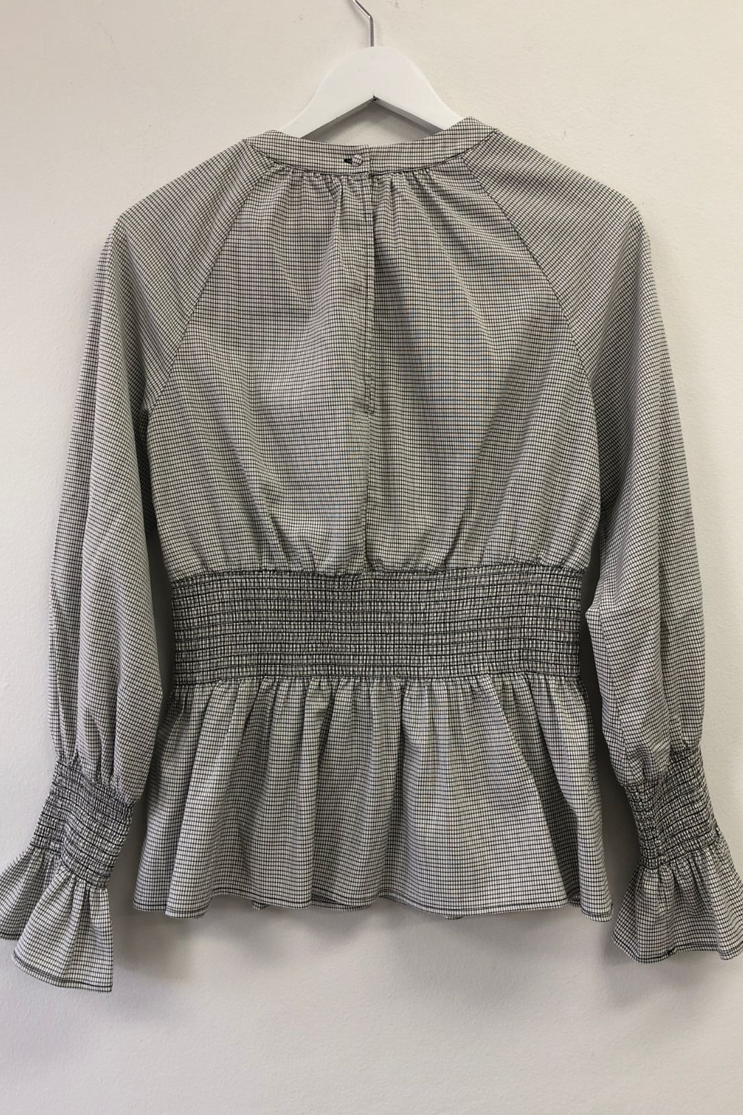 Elka Collective - Ruched LS Check Grey Blouse
