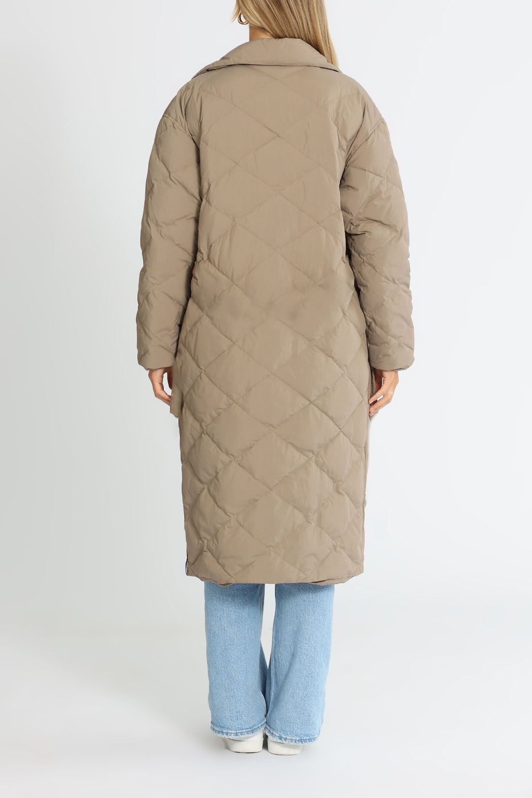 Taupe down coat top