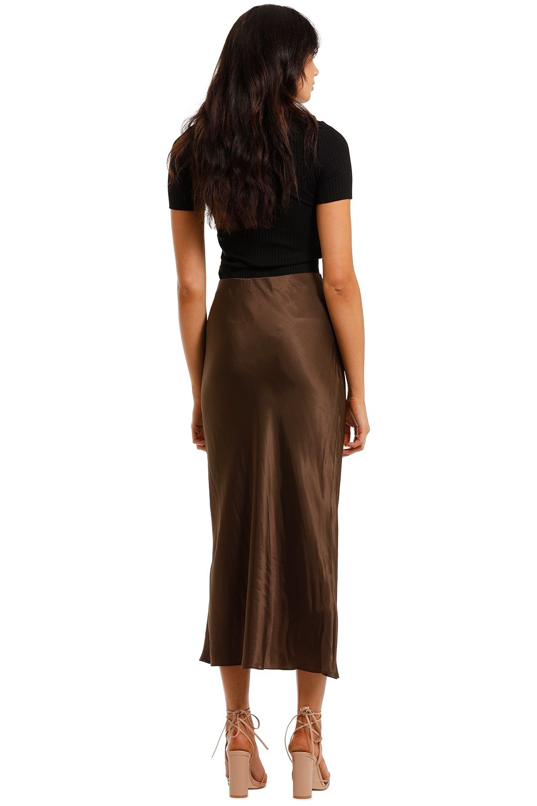Elka Collective Versailles Skirt Brown Satin