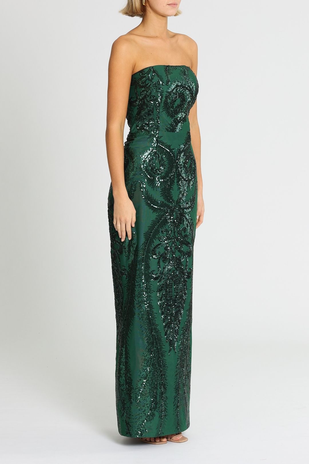 slim fit dress slacks Elphie Strapless Sequin Corset Midi Dress - Green | Occasion Dress in Sizes  XXS–6X