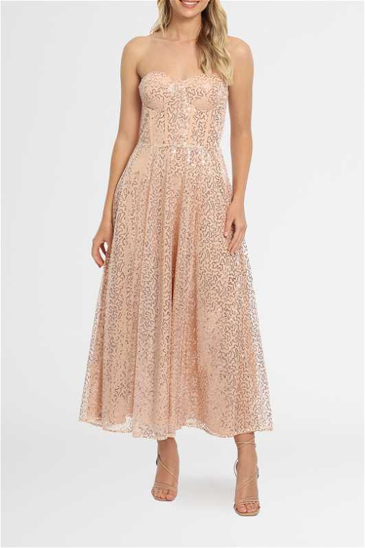 Hire Bustier Midi in Rose Gold | Elle Zeitoune | GlamCorner
