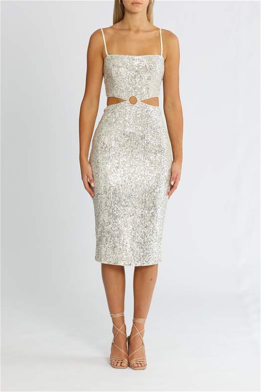 knee length dresses for ladies Silver Starry Midi Dress– Teuta Matoshi main image 0