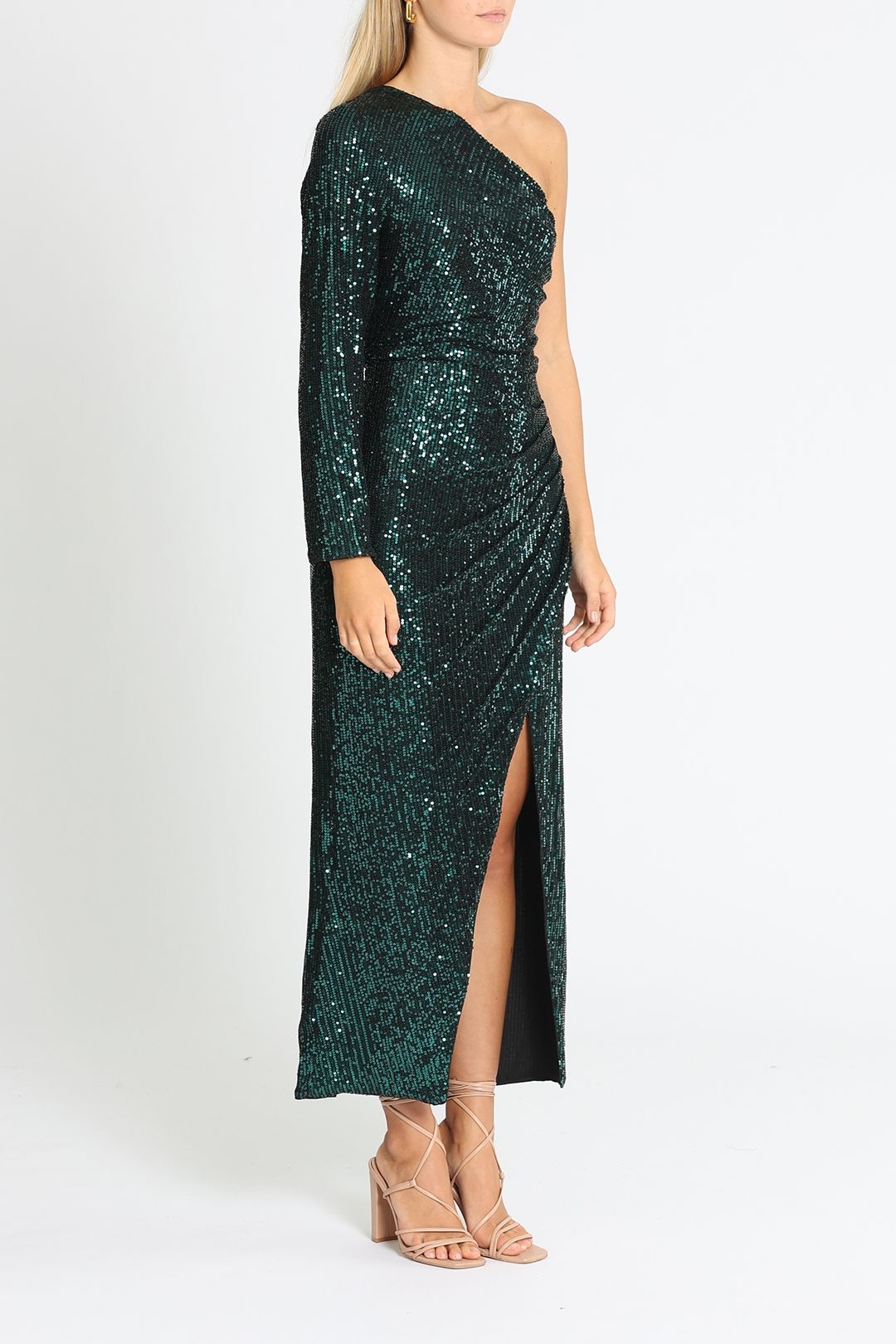 elle zeitoune emerald green dress Sage Green Bridesmaid Dresses Mermaid Removable Train One Shoulder – Lisposa