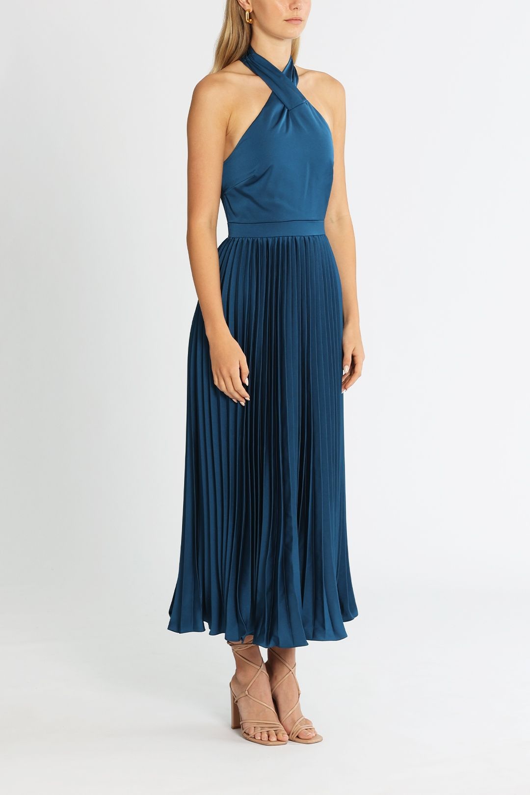 Hire Pleated Halter Midi | Elle Zeitoune | GlamCorner