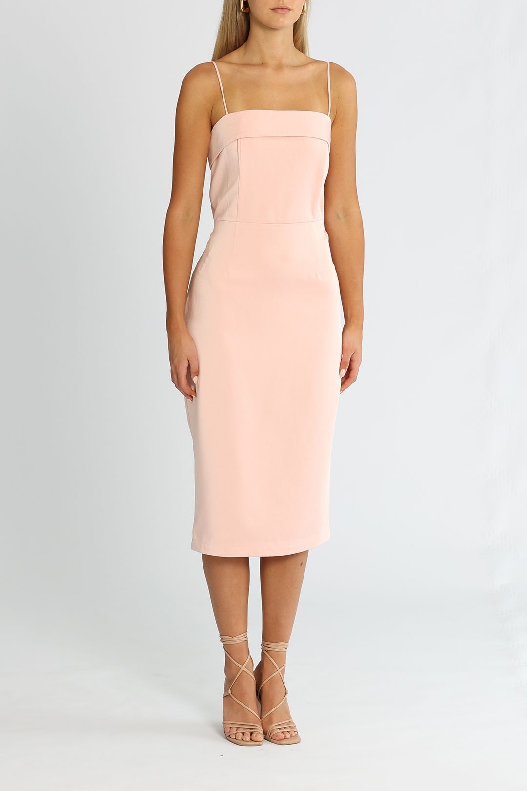 Satin Midi Features With Large Bow Detail Pastel Pink