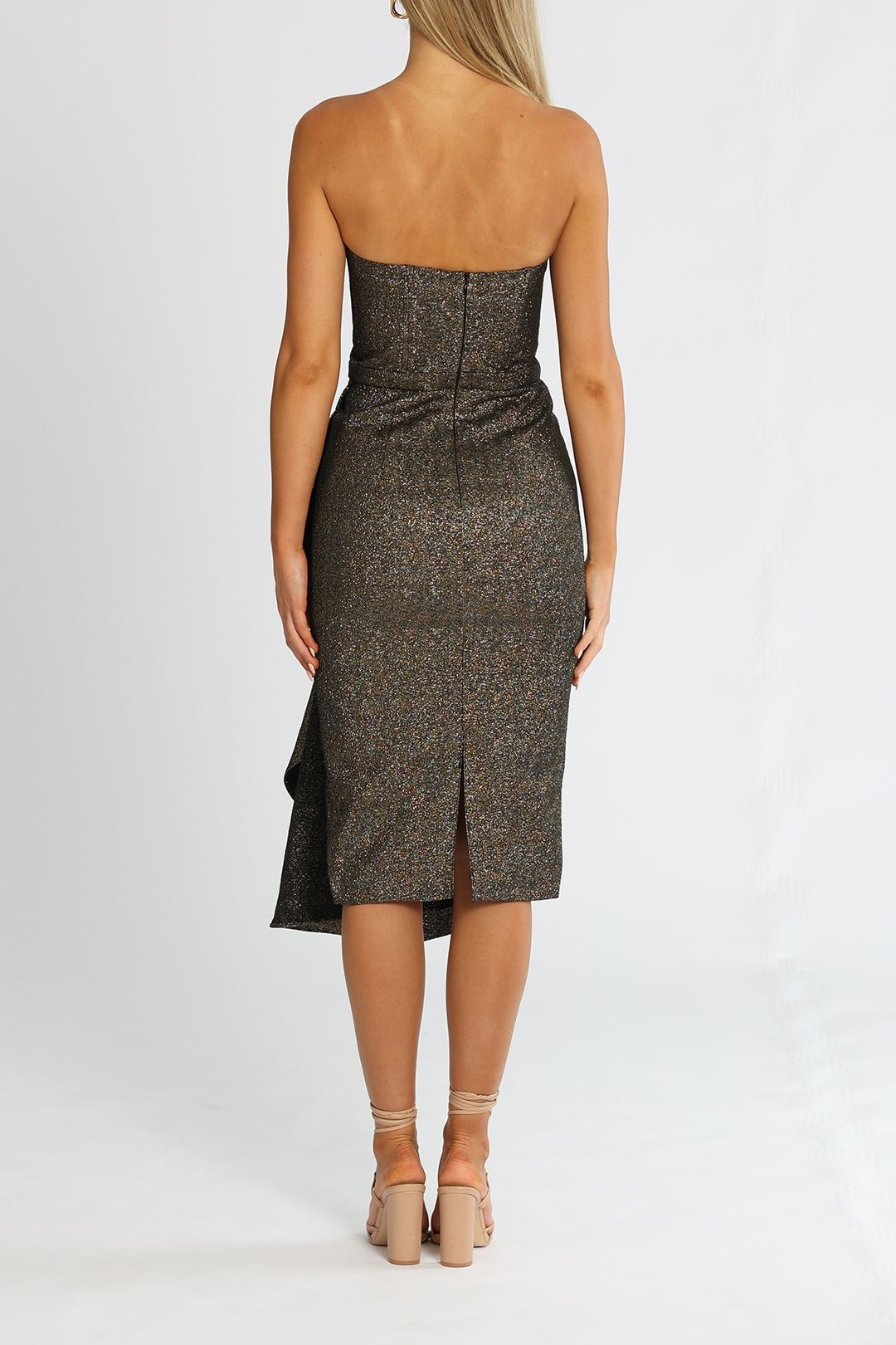 Elle Zeitoune Strapless Dress Bronze Drape