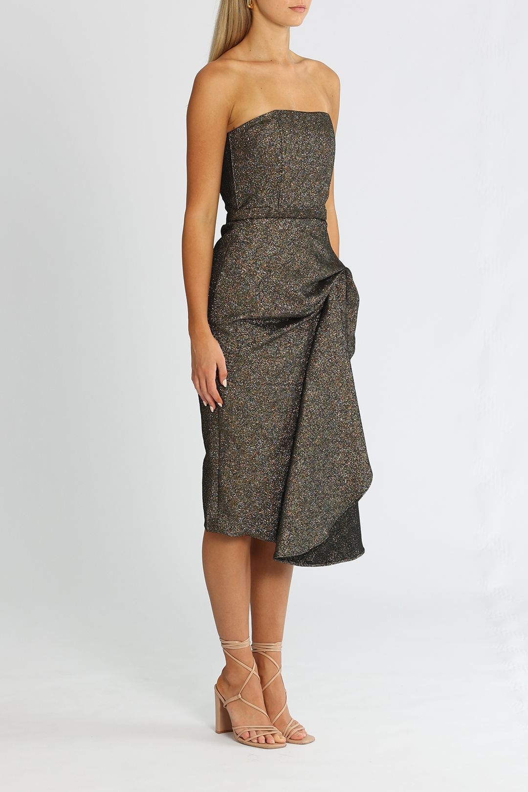 Elle Zeitoune Strapless Dress Bronze Midi