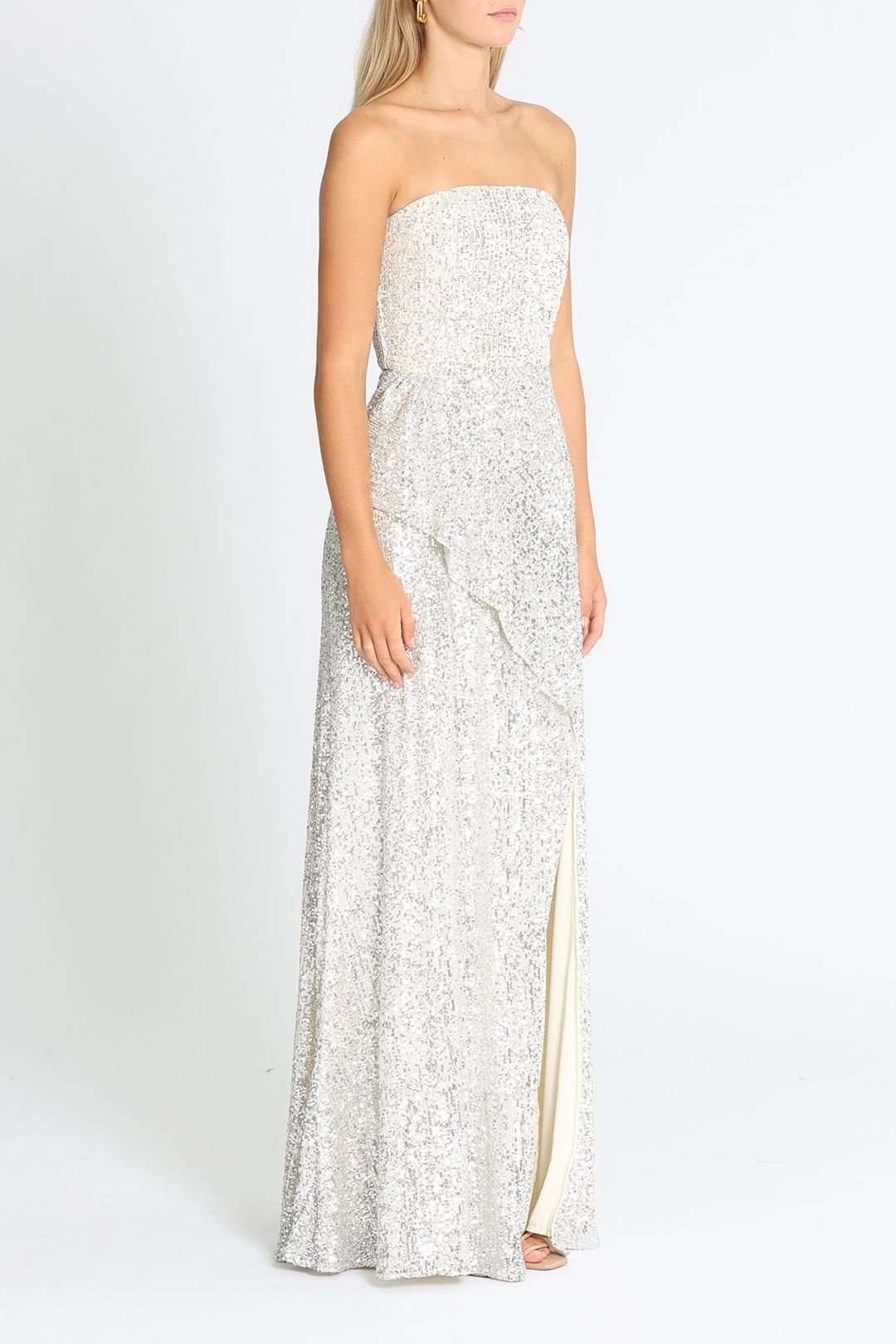 Siderou Strapless Diamond Sequin Dress With Shawl