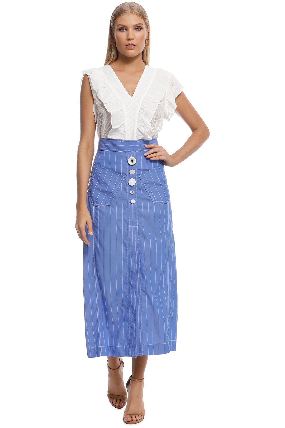 Ellery - Aggie A-Line Skirt - Blue - Front