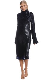 Ellery - Gotham Cowl Midi Dress - Black - Front
