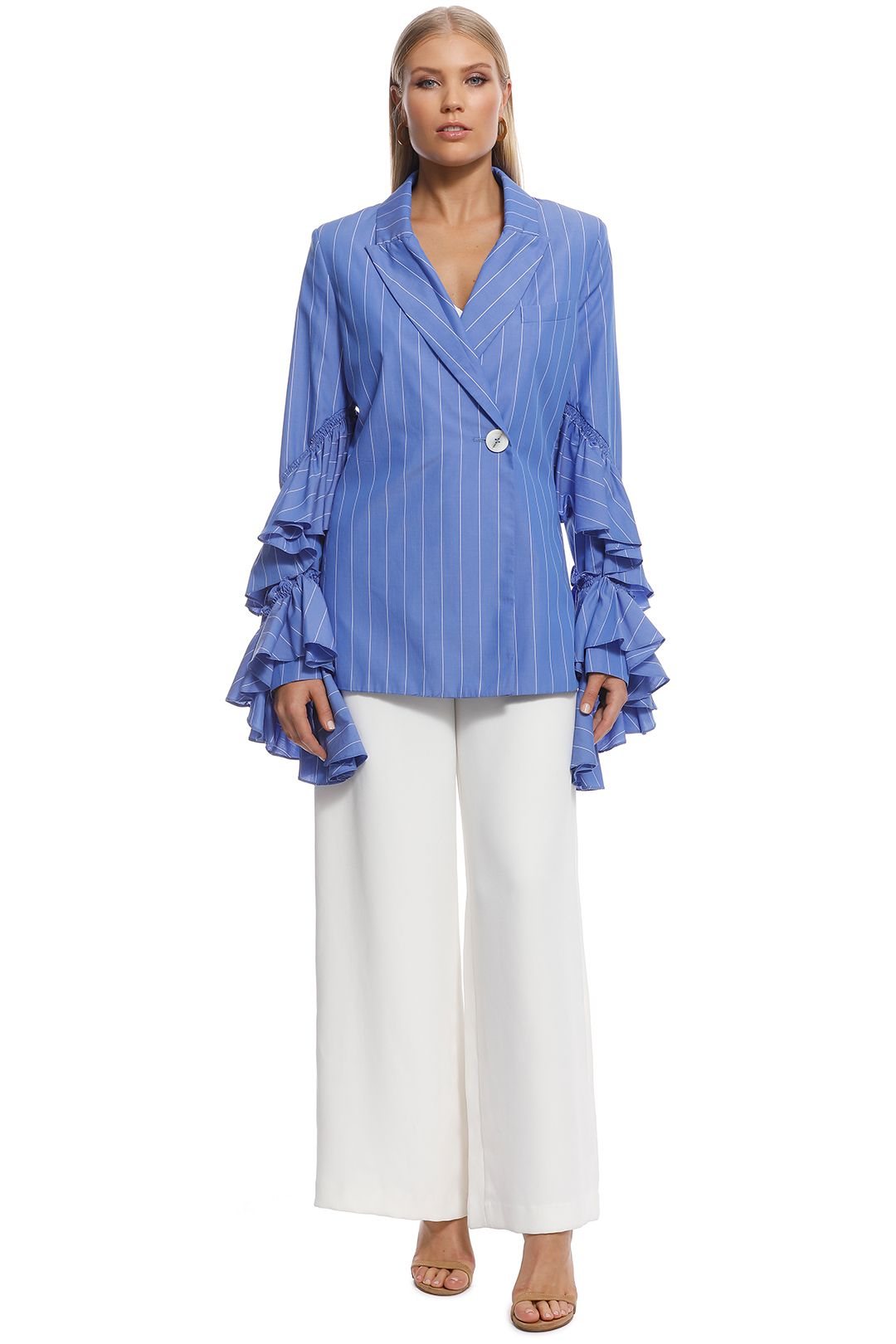 Ellery - Living My Life Ruffle Jacket - Blue - Front