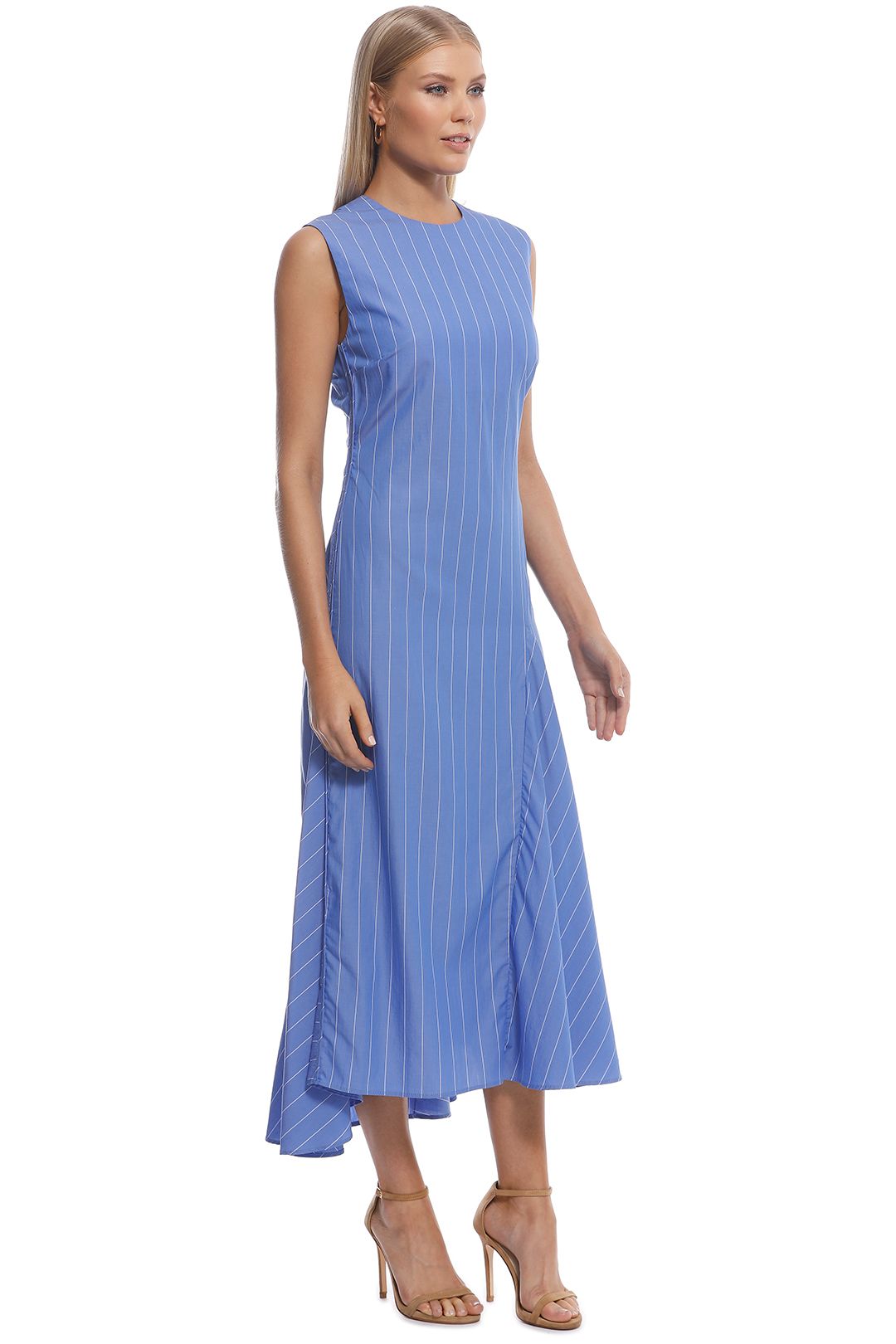 Nightwood Godet Midi Dress Blue stripe by Ellery for Hire GlamCorner