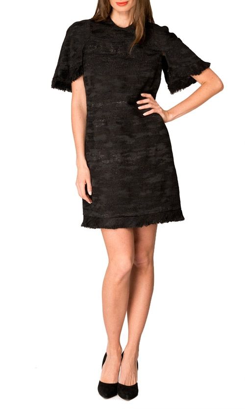Ellery - Sansone Cape Sleeve Dress - Black - Front