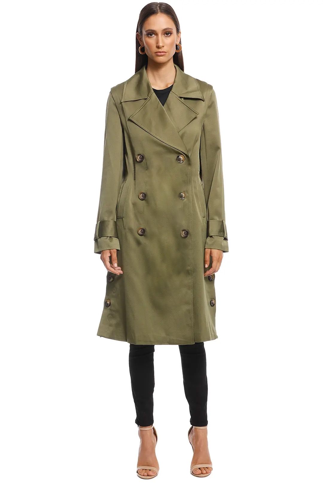 Elliatt - Decades Detachable Sleeve Trench - Khaki - Front