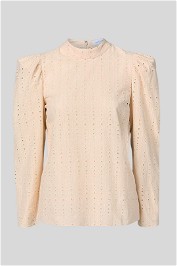 Embroidered Puff Sleeve Blouse in Cream