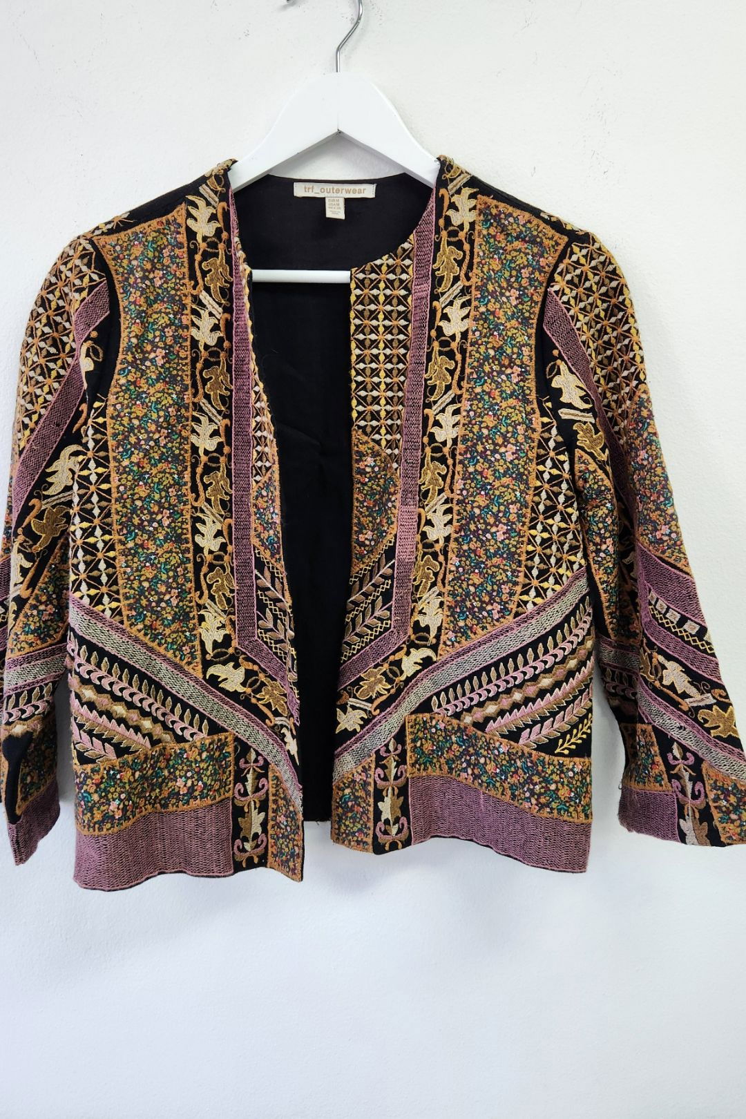 Multi Embroidered Round Neckline Jacket
