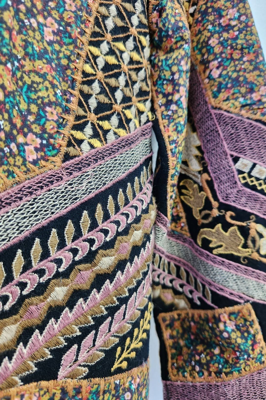 Multi Embroidered Round Neckline Jacket
