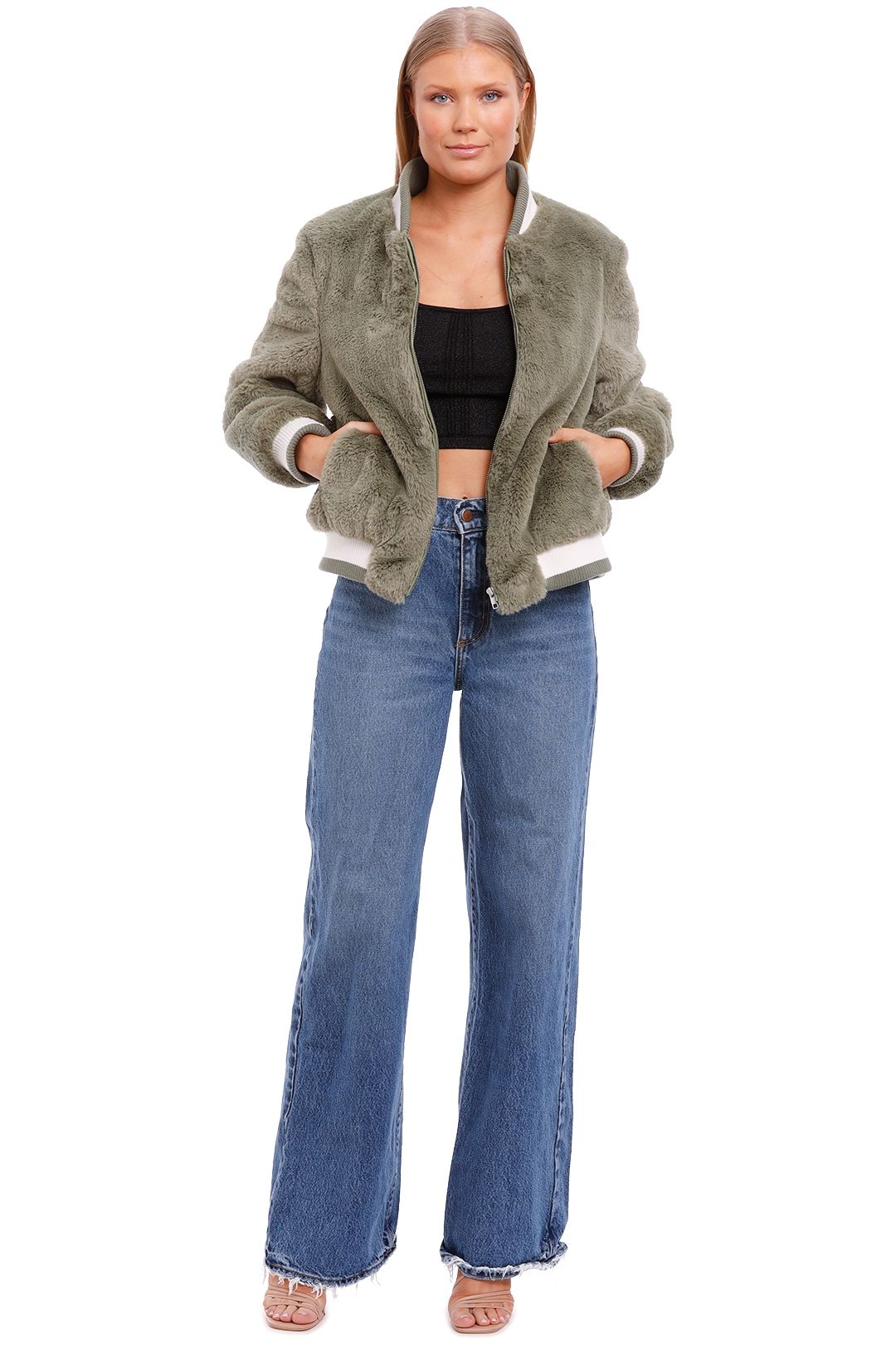 Ena Pelly Essential Faux Fur Bomber Jacket