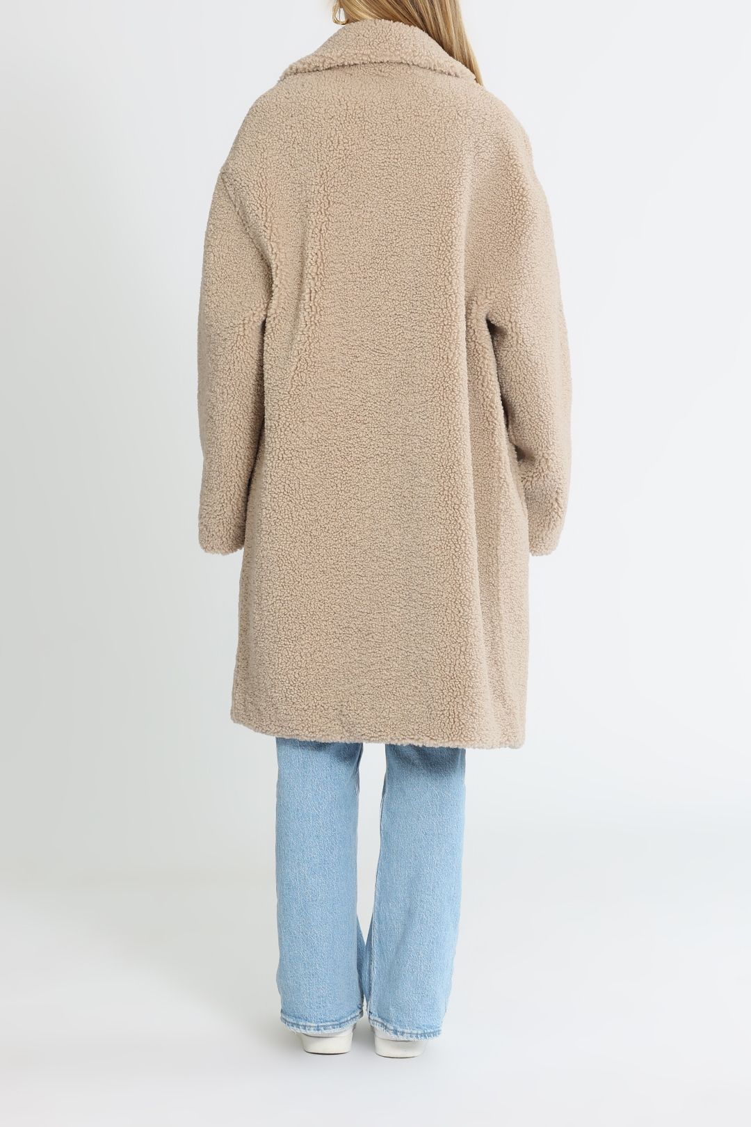 Hire Long Line Teddy Jacket in Stone Ena Pelly GlamCorner