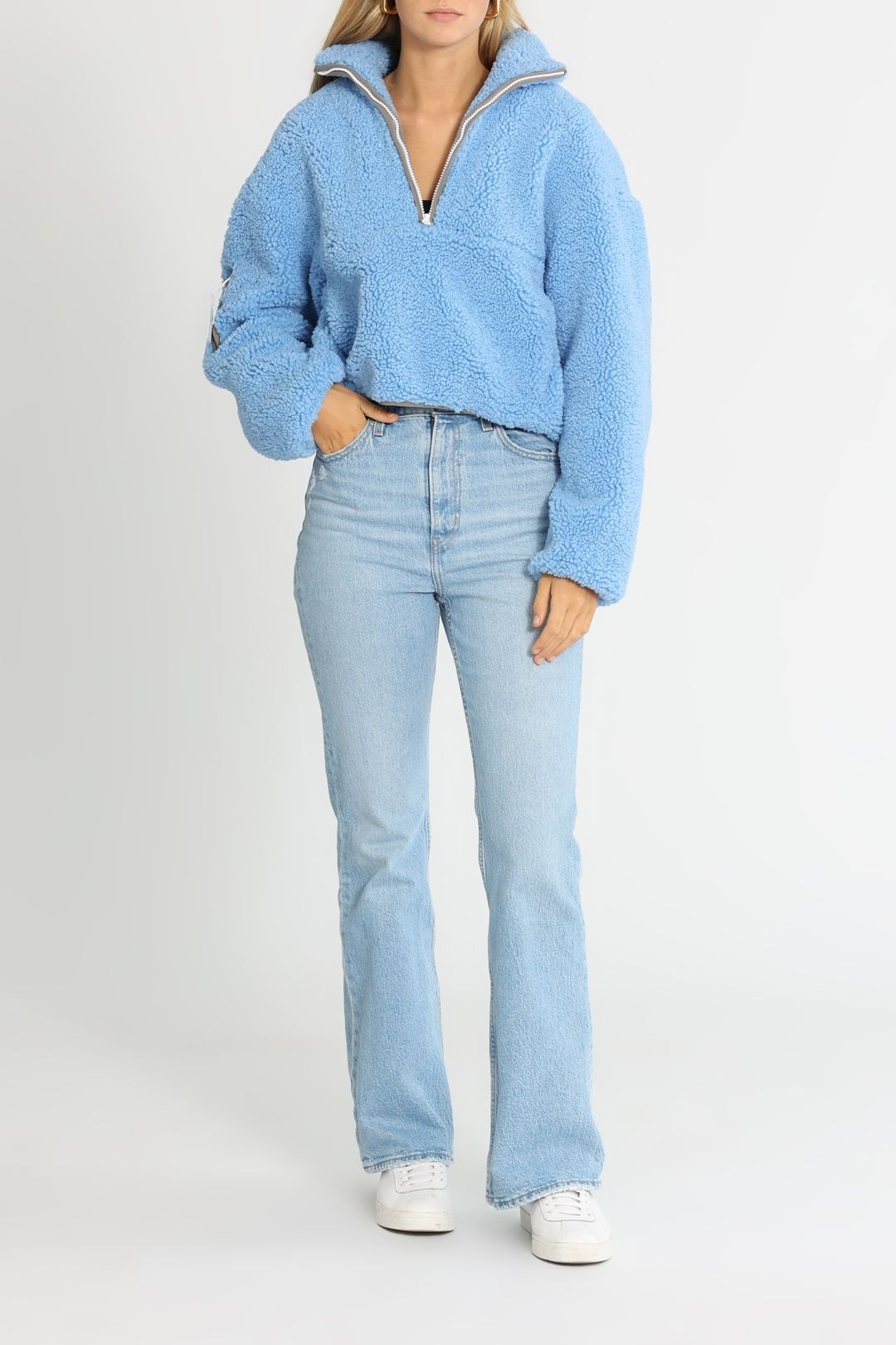 Hire Maeve Teddy Jacket in Cornflower Ena Pelly GlamCorner