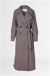 Ena Pelly Mila Twill Trench Charcoal