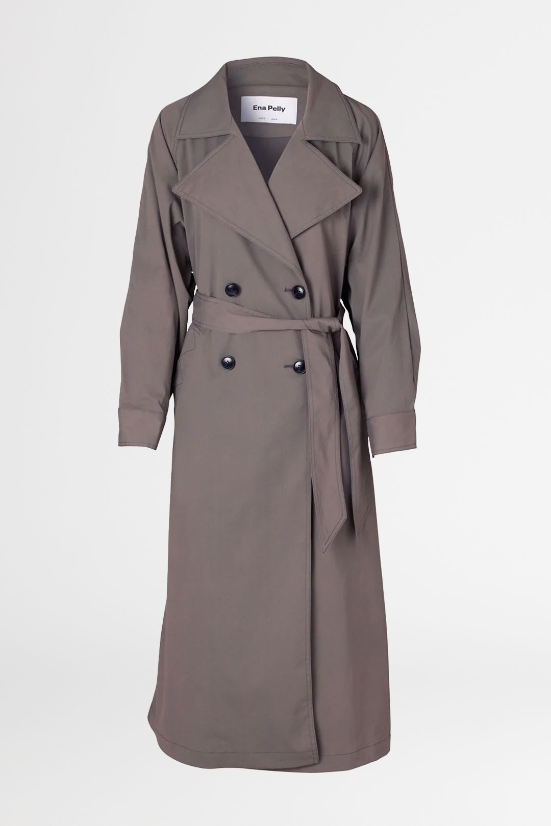 Ena Pelly Mila Twill Trench Charcoal