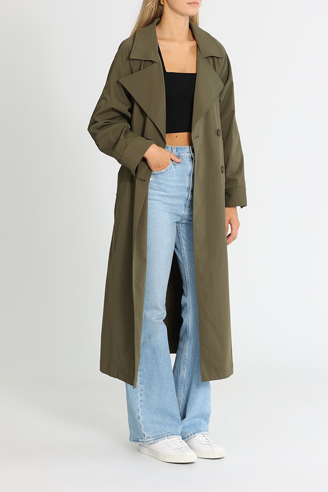 Hire Mila Twill Trench in Khaki Ena Pelly GlamCorner