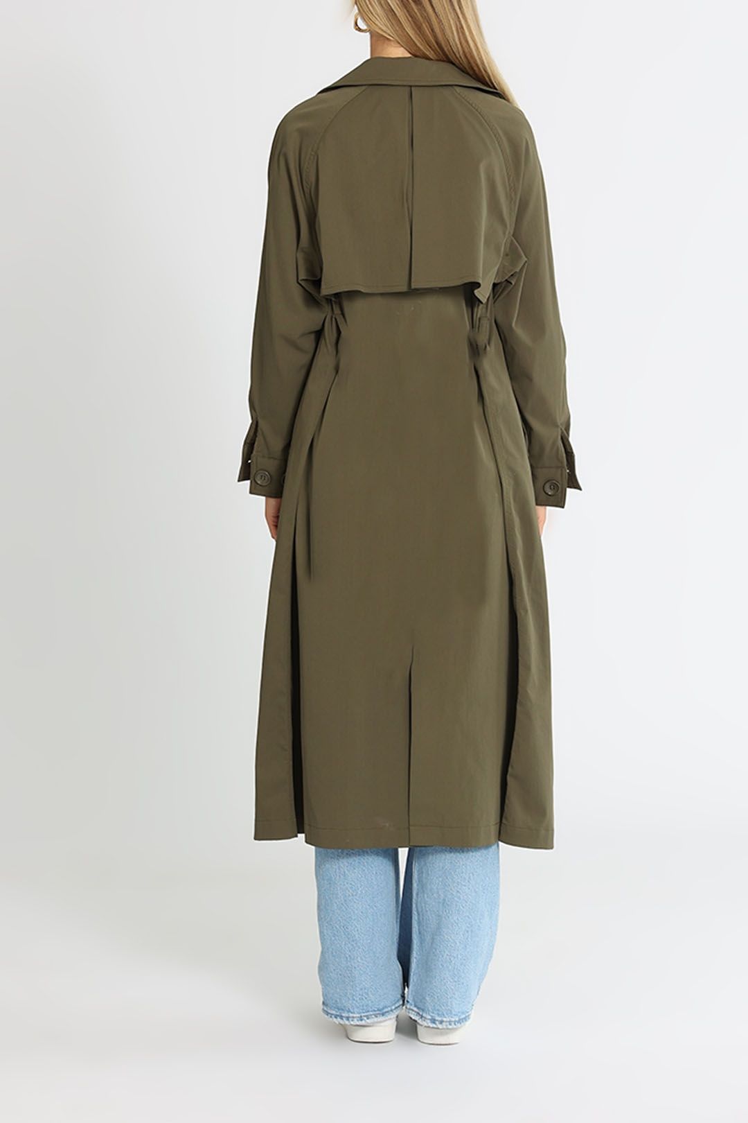 Ena Pelly Mila Twill Trench Khaki Relaxed Fit