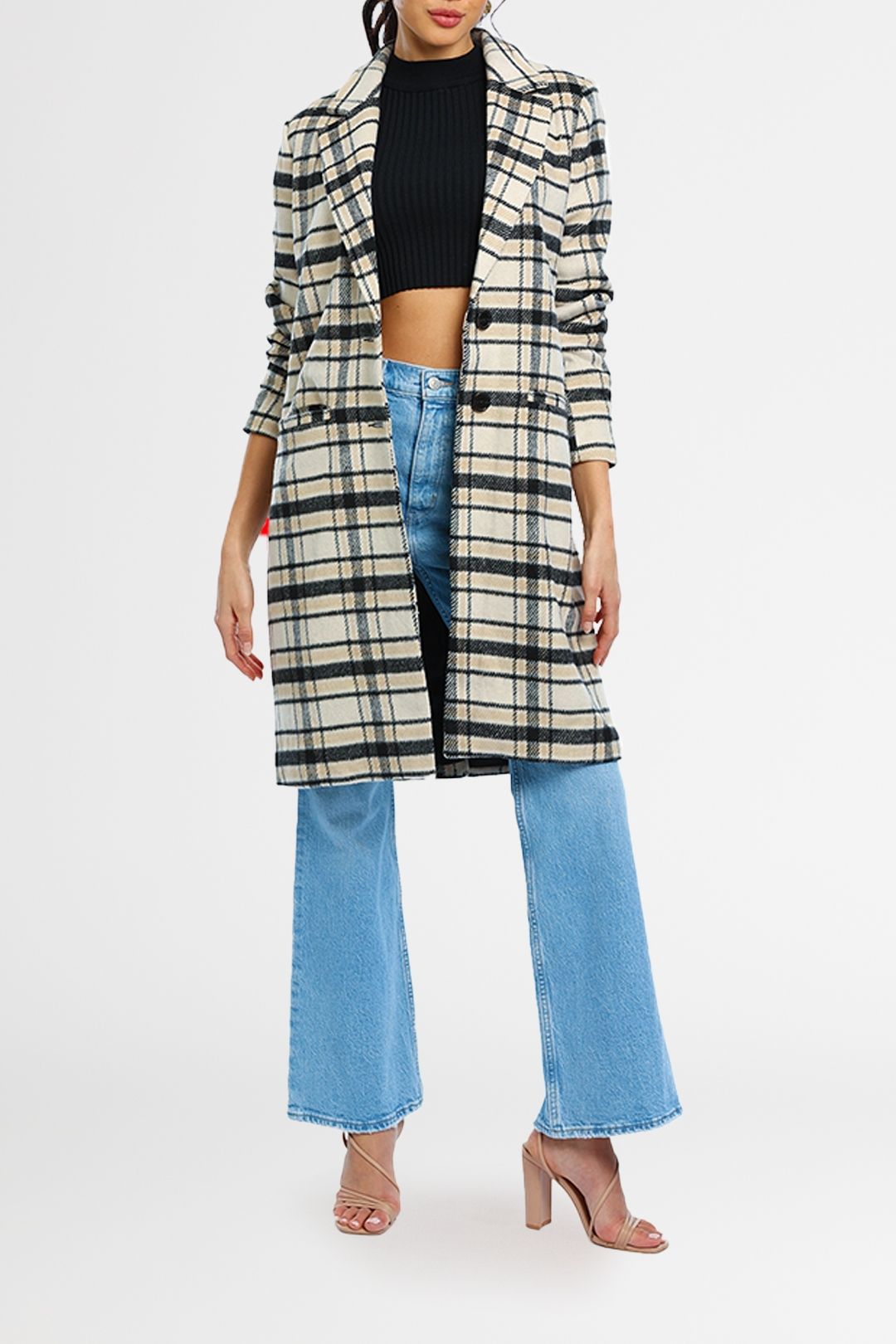 Esmaeé Boston Coat Beige Check long