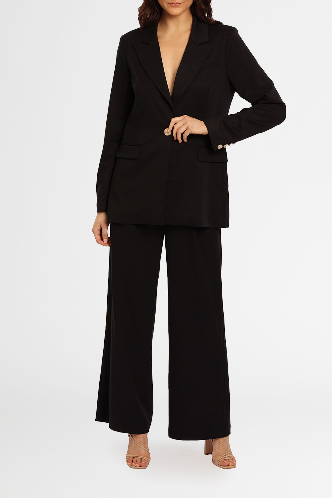 Esmaeé Canvas Blazer and Pant Set Black