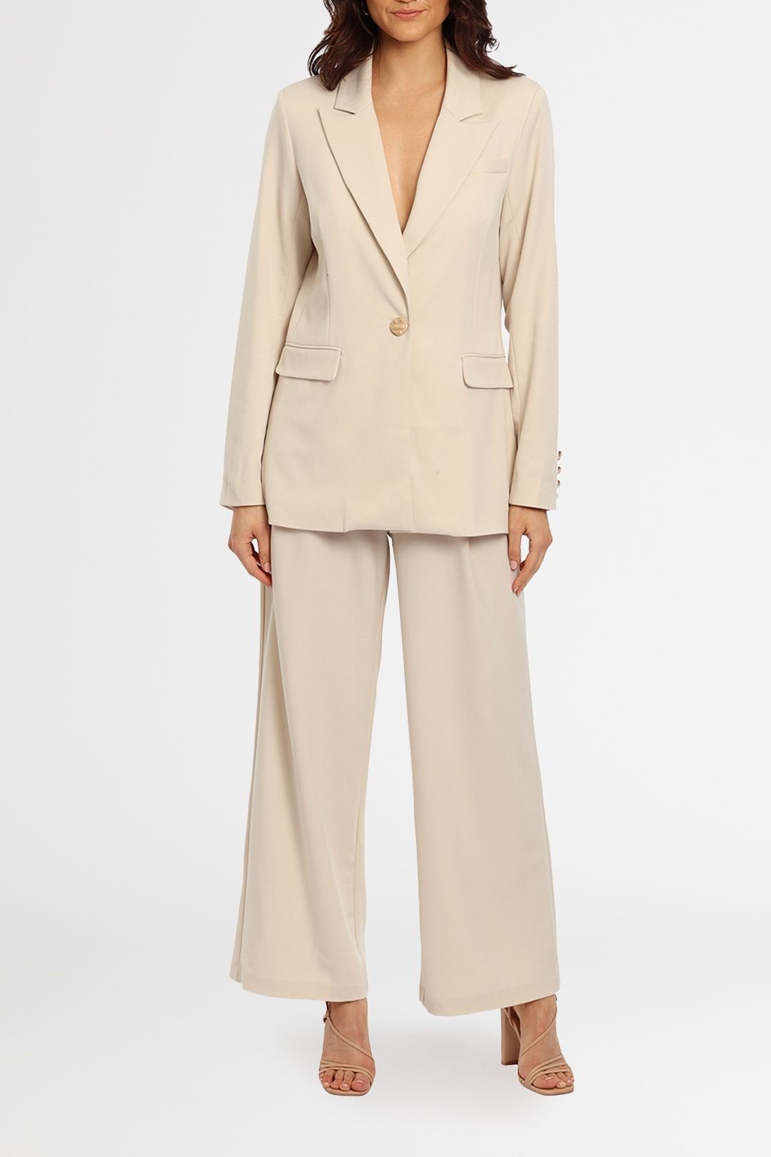 Esmaeé Canvas Blazer and Pant Set Cream long